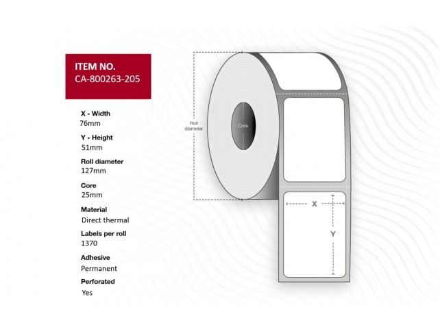 Capture Label 76 x 51mm, Core 25mm,  Direct Thermal, Coated,