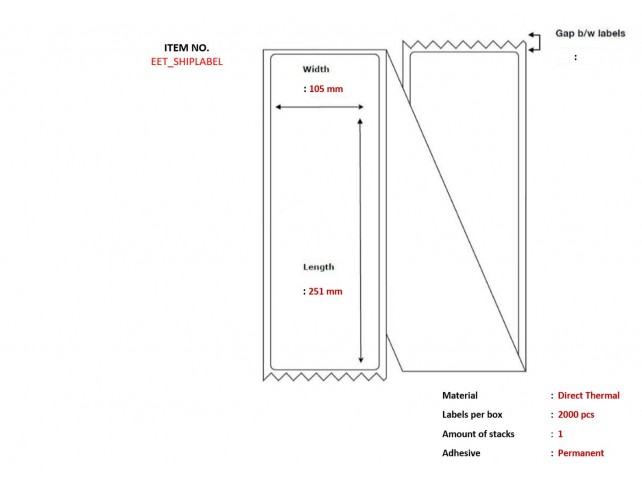 Capture Post label 105 x 251mm  2000 pcs / box,  z-fals