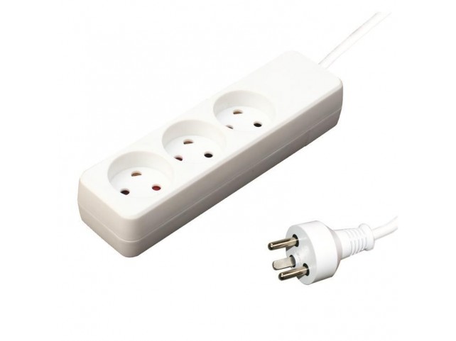 Garbot Garbot Plast Power Strip  3-way K Outlet. White