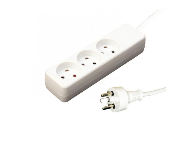 Garbot Garbot Plast Power Strip  3-way K Outlet. White