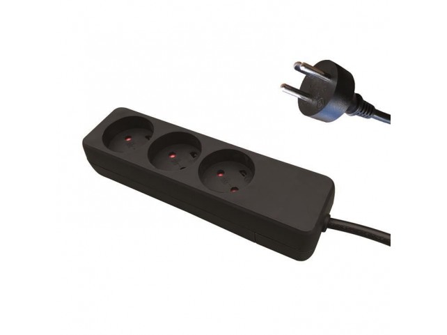 Garbot Garbot Plast Power Strip  3-way K Outlet. Black