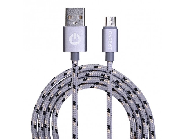 Garbot Garbot Grab&Go 1m Braided  Micro-USB Cable Silver