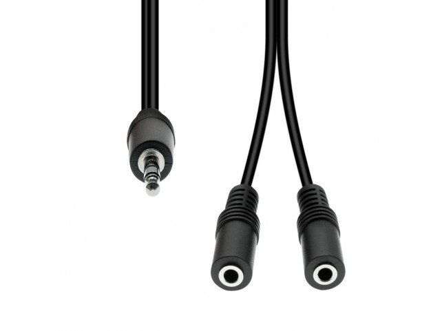 ProXtend 3-Pin to 2x 2-Pin Cable M-F  Black 20cm