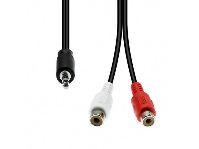 ProXtend 3-Pin to 2 x RCA Cable M-F  Black 20cm