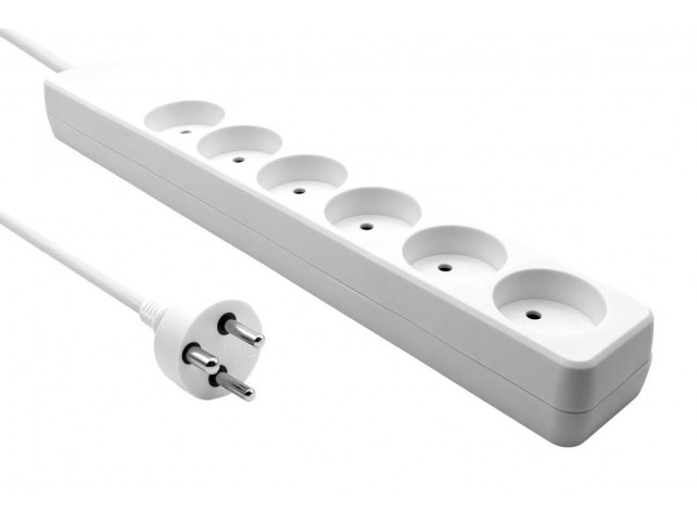 MicroConnect Danish Power Strip 6-way  White 3m cable