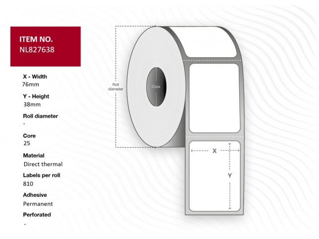 Capture Label 76x38 - Core 25. White.  Uncoated. DT. Permanent. 810