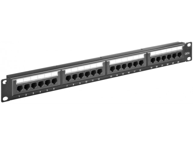 MicroConnect CAT6 24 port 19"  Patch Panel,  unshielded, Black