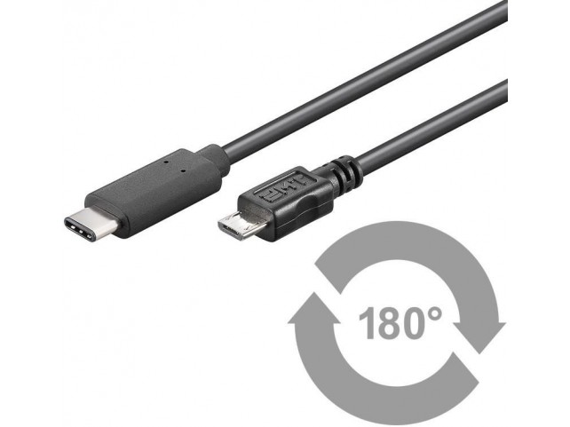 MicroConnect USB-C to USB2.0 Micro B 1M  Black, for synching and