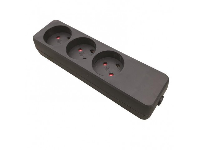 Garbot Plast Power Strip 3-way K  Outlet. Black