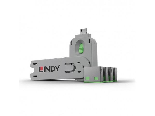 Lindy USB Port Blocker  Pack 4 Green  USB Port Blocker - Pack of 4