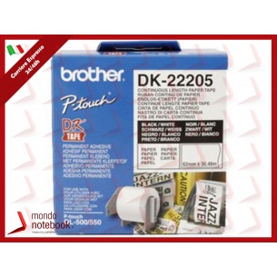 NASTRO BROTHER DK-22205 ADESIVO Nero/Bianco 62mm x 30.48m...