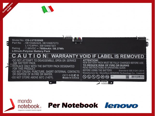 Batteria Compatibile per LENOVO Yoga C930-13IKB 7 Pro 7,68V 7600mAh