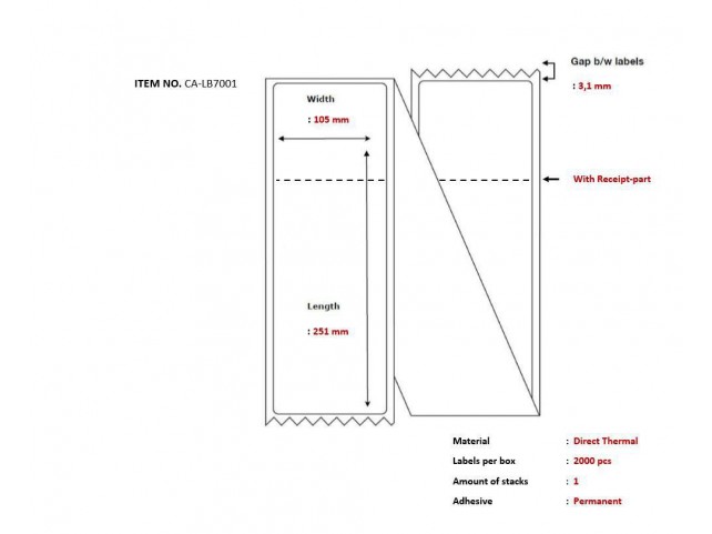 Capture Ship-label 105 x 251mm,  Direct Thermal, with receipt