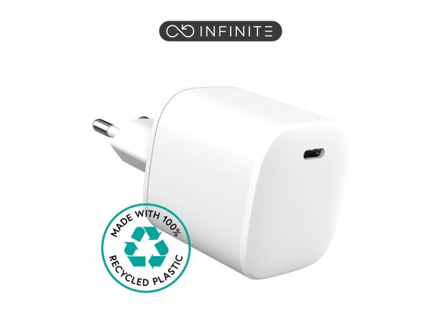 eSTUFF INFINITE USB-C Charger EU PD  45W GaN. 1 x USB-C. White.