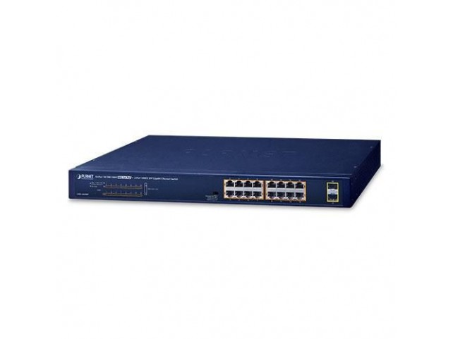 Planet 16-Port 10/100/1000T 802.3at  PoE + 2-Port 1000X SFP