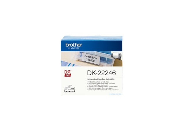 Brother DK-22246 Continuous Paper  Label Roll - Black on White,