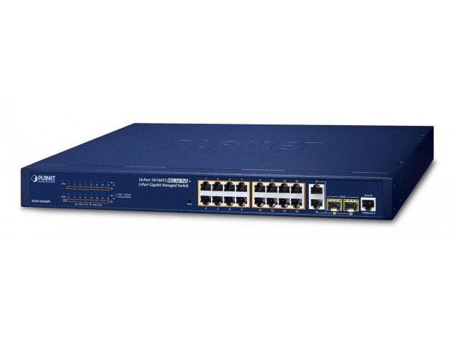 16-Port 10/100TX 802.3at  High Power POE +  2-Port