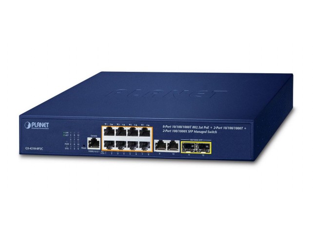 Planet IPv4/IPv6, 8-Port Managed  802.3at POE+ Gigabit Ethernet