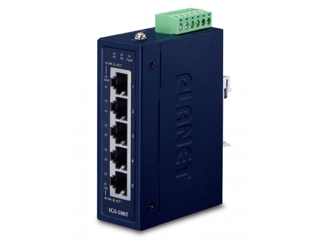 IP30 Compact size 5-Port  10/100/1000T Gigabit Ethernet