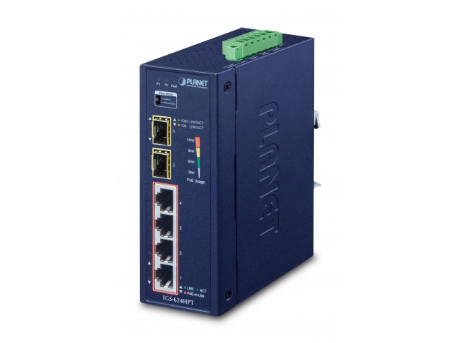 Planet IP30 6-Port Gigabit Switch  with 4-Port 802.3AT POE+
