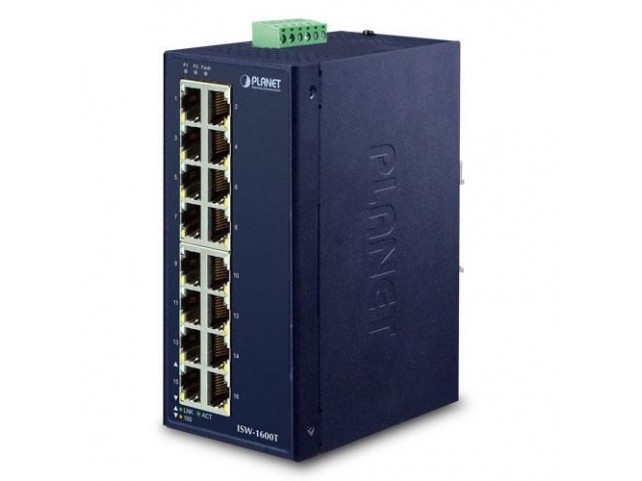 Planet IP30 Industrial 16-Port  10/100TX Ethernet Switch