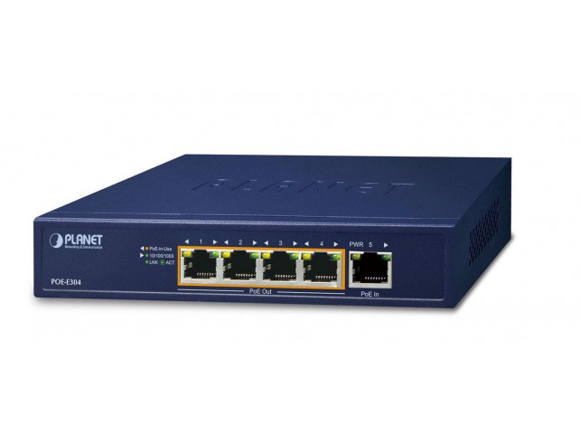 Planet 1-P 60W Ultra PoE to 4-P  802.3af/at Gigabit PoE Extende
