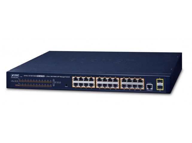 Planet IPv4, 24-Port Managed 802.3at  POE+ Gigabit Ethernet Switch