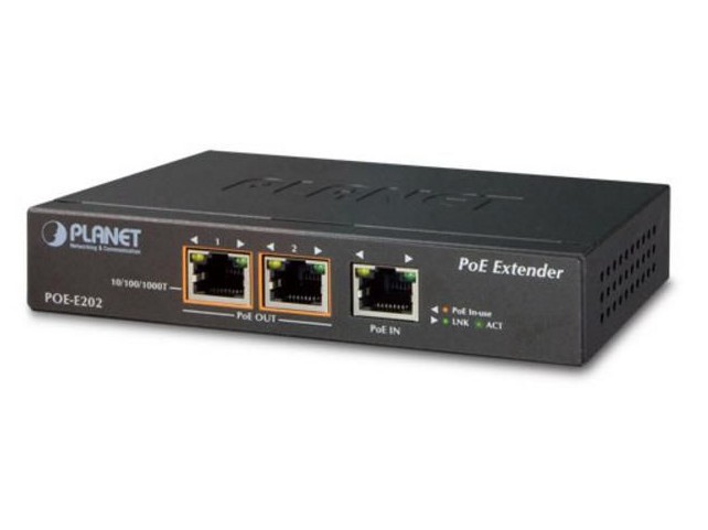 Planet 1-Port 802.3at PoE+ to 2-Port  802.3af/at Gigabit PoE Extende
