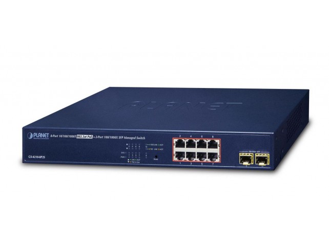 Planet IPv4/IPv6, 8-Port Managed  802.3at POE+ Gigabit Ethernet