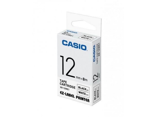 Casio Black on White 1 Pack 12mmx8m  Label-making tapes
