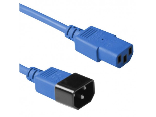 MicroConnect Blue power cable C14F to  C13M, 0,9M