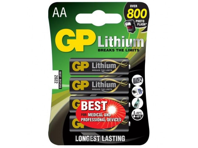 GP Batteries AA lithium batteri 1.5V,  15LF-2U4, 4-pak