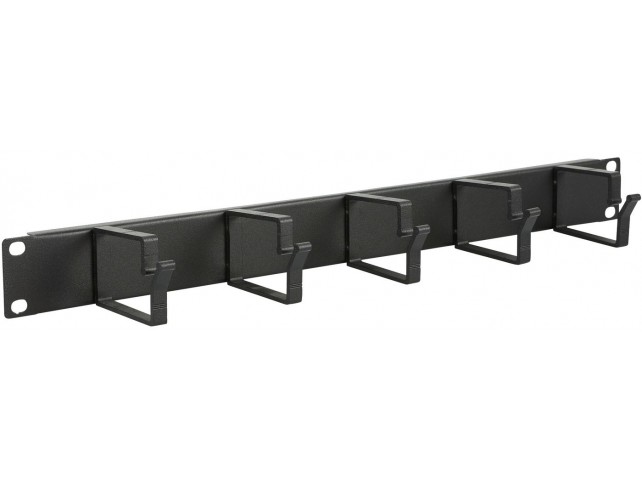 Lanview 1U 19" CABLE ORGANIZER PANEL,  5 HOOK BLACK