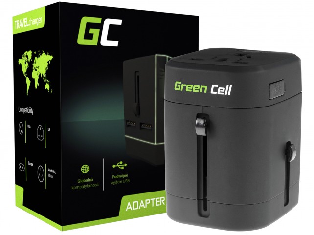 Green Cell ® Universal Adapter to Electrical Outlet with USB ports