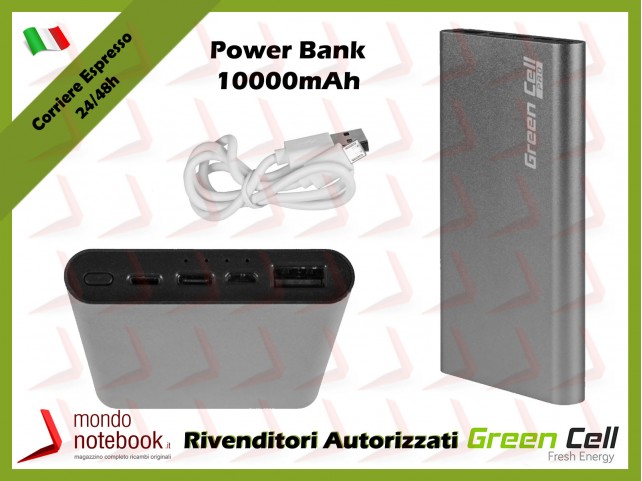 Power Bank Green Cell 10000mAh Gray