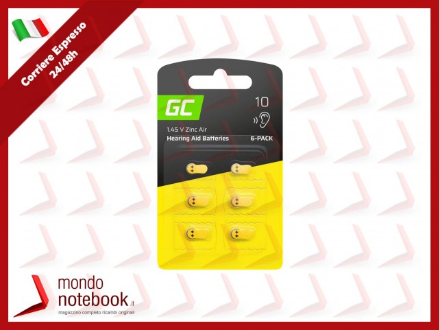 6x Battery Batteria Green Cell for hearing aid Type 10 P10 PR70 ZL4 ZincAir