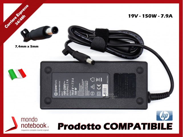 Alimentatore Compatibile HP 150W 19V 7.9A (7.4mm x 5mm) 613156-001, 497288-001, 585010-001, 600081-0