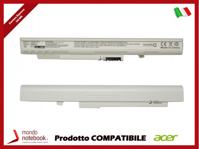 Batteria PowerQ per Acer e altri brand 2200mAh 11.1V P/N 2006DJ2341 Bianco