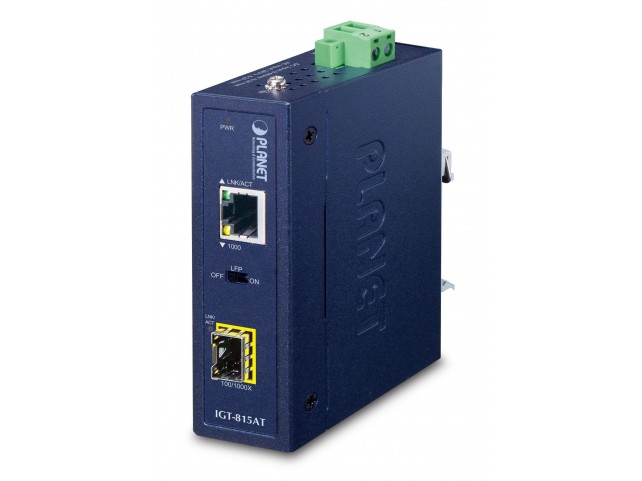 Planet IP30 Compact size Industrial  100/1000BASE-X SFP to BASE-T