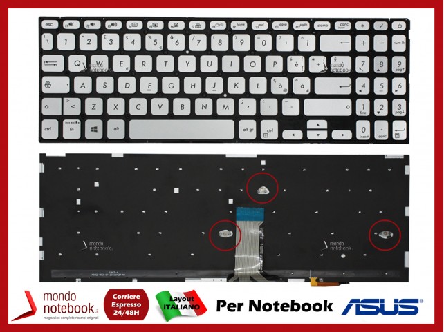 Tastiera Notebook ASUS S530 X530 S5300 S15 X530FA X530FN Retroilluminata italiana