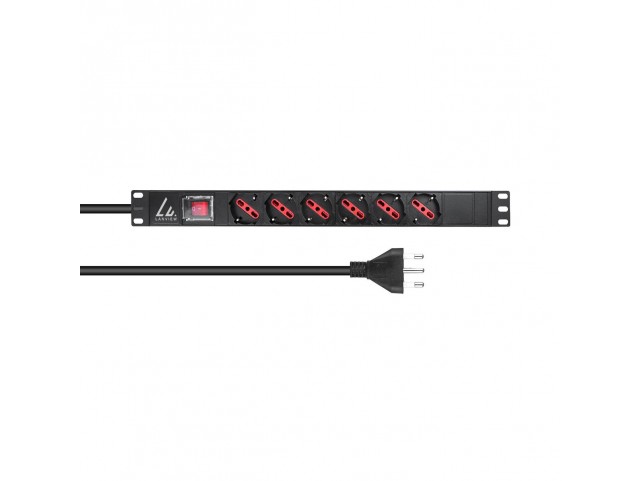Lanview 1U 19 inch 6 port Type F/J,  with switch, 2M power cable