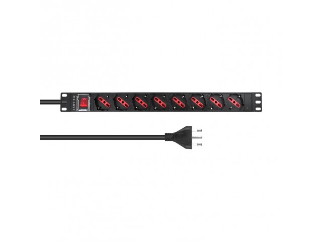 Lanview 1U 19 inch 8 port Type F/J,  with switch, 2M power cable