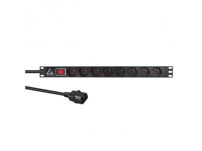 Lanview 19'' rack mount power strip,  1U, 10A with 8 x French