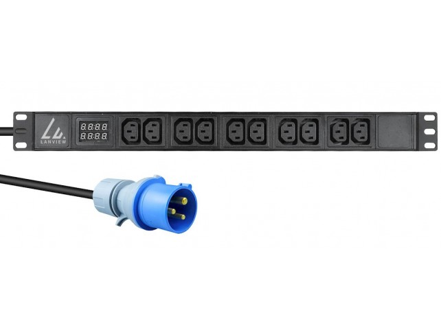 Lanview 19'' rack mount power strip,  1U, 16A with 10 x C13 socket,