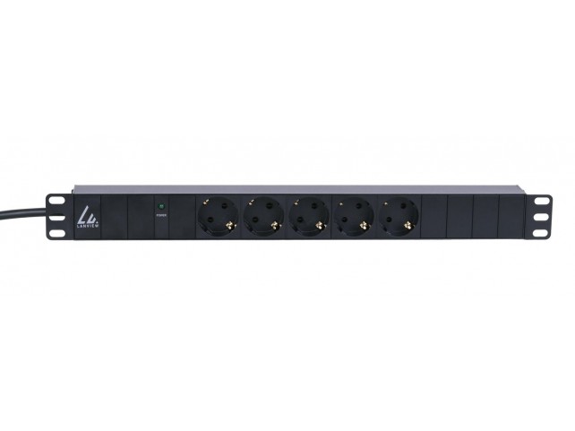 Lanview 19'' rack mount power strip,  1U, 10A with 5 x Schuko type