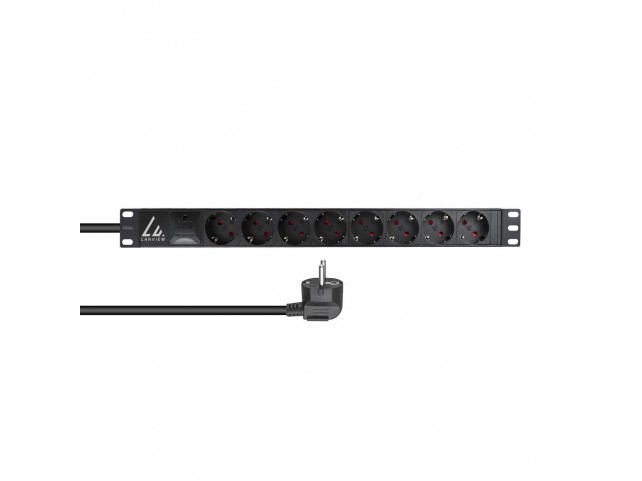 Lanview 19ïï Rack mount power strip,  16A with 8 x Schuko type,