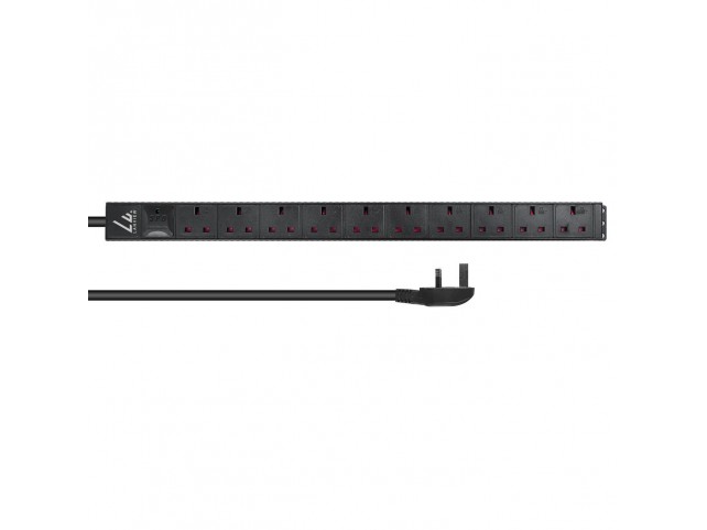 Lanview UK Rack mount power strip,  1,4U, 13A with 10x UK socket