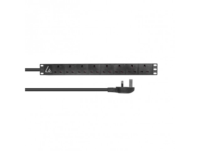 Lanview UK Rack mount power strip,  1U, 13A with 8x UK socket and