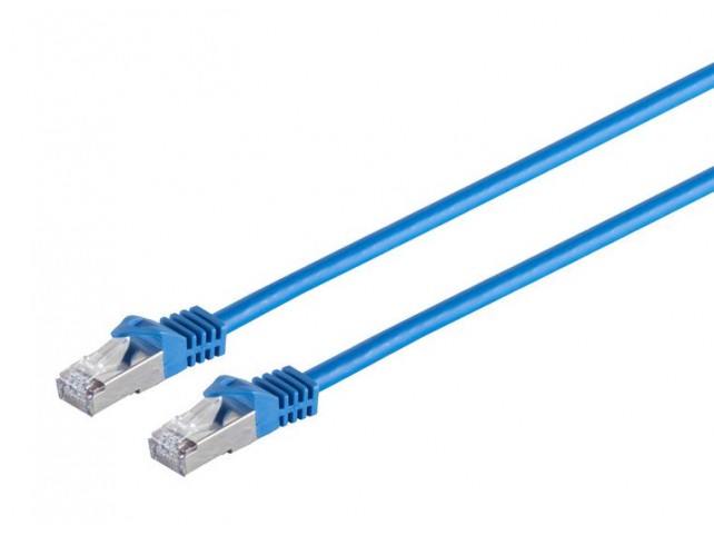 RJ45 patch cord S/FTP (PiMF),  w. CAT 7 raw cable 3m Blue