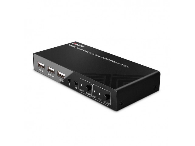 Lindy 2 Port HDMI 4K60, USB 2.0 &  Audio KVM Switch